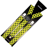 Darrahopens Men's Fashion > Accessories Mens Suspenders Braces Adjustable Strong Clip On Elastic Formal Wedding Slim - Black/Yellow Check