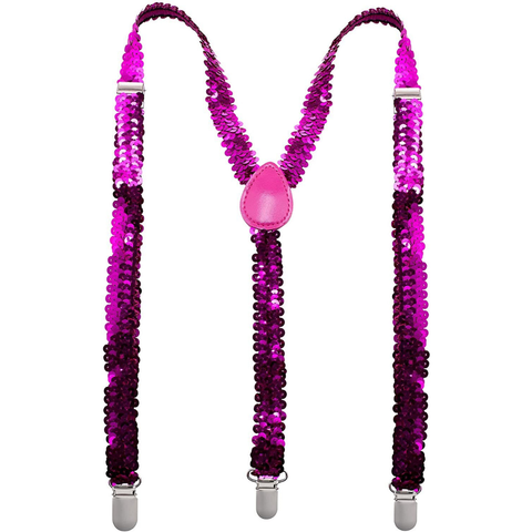 Darrahopens Men's Fashion > Accessories Mens Suspenders Braces Adjustable Strong Clip On Elastic Formal Wedding Slim - Hot Pink (Sequin)