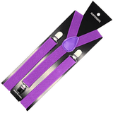 Darrahopens Men's Fashion > Accessories Mens Suspenders Braces Adjustable Strong Clip On Elastic Formal Wedding Slim - Purple