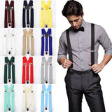 Darrahopens Men's Fashion > Accessories Mens Suspenders Braces Adjustable Strong Clip On Elastic Formal Wedding Slim - Red (Glitter)