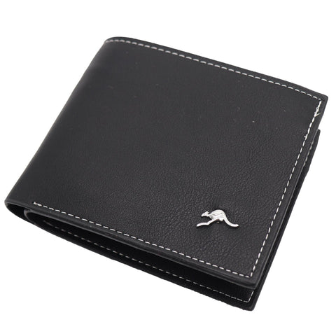 Darrahopens Men's Fashion > Accessories Mens Wallet Australian Kangaroo Leather Bifold Souvenir Gift Coin Card Holder, Black Kangaroo
