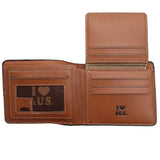 Darrahopens Men's Fashion > Accessories Mens Wallet Australian Kangaroo Leather Bifold Souvenir Gift Coin Card Holder, Black & Tan Boomerang