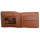 Darrahopens Men's Fashion > Accessories Mens Wallet Australian Kangaroo Leather Bifold Souvenir Gift Coin Card Holder, Black & Tan Boomerang