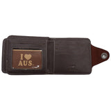 Darrahopens Men's Fashion > Accessories Mens Wallet Australian Kangaroo Leather Bifold Souvenir Gift Coin Card Holder, Dark Brown Snap