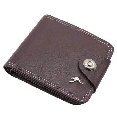Darrahopens Men's Fashion > Accessories Mens Wallet Australian Kangaroo Leather Bifold Souvenir Gift Coin Card Holder, Dark Brown Snap