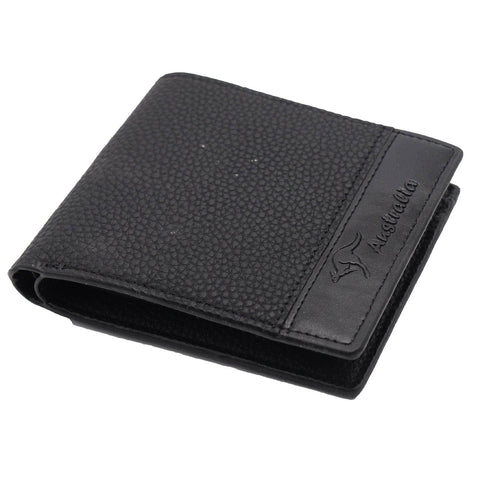 Darrahopens Men's Fashion > Accessories Mens Wallet Australian Kangaroo Leather Bifold Souvenir Gift Coin Card Holder, Midnight Black Textured