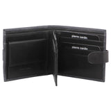 Darrahopens Men's Fashion > Accessories Pierre Cardin Mens RFID Woven-Embossed Leather Tab Wallet - Black