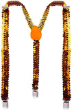 Darrahopens Men's Fashion > Accessories SEQUIN SUSPENDERS Unisex Adjustable Braces Clip On Elastic Y-Back  - Orange
