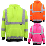 Darrahopens Men's Fashion > Coats & Jackets HI VIS Hooded Safety Jumper Hoodie Sweatshirt Tradie Workwear Fleece Jacket Coat, Fluro Pink, XS