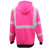 Darrahopens Men's Fashion > Coats & Jackets HI VIS Hooded Safety Jumper Hoodie Sweatshirt Tradie Workwear Fleece Jacket Coat, Fluro Pink, XS