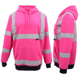 Darrahopens Men's Fashion > Coats & Jackets HI VIS Hooded Safety Jumper Hoodie Sweatshirt Tradie Workwear Fleece Jacket Coat, Fluro Pink, XS