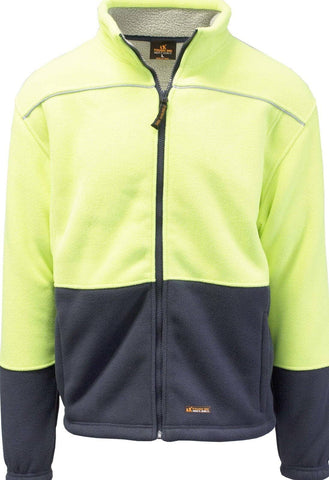 Darrahopens Men's Fashion > Coats & Jackets HI VIS Polar Fleece Sherpa Jacket Full Zip Thick Lined  Winter Safety Jumper - Yellow - L
