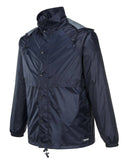 Darrahopens Men's Fashion > Coats & Jackets HUSKI STRATUS RAIN JACKET Waterproof Workwear Concealed Hood Windproof Packable - Navy Blue - 3XL