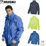 Darrahopens Men's Fashion > Coats & Jackets HUSKI STRATUS RAIN JACKET Waterproof Workwear Concealed Hood Windproof Packable - Navy Blue - 3XL