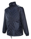 Darrahopens Men's Fashion > Coats & Jackets HUSKI STRATUS RAIN JACKET Waterproof Workwear Concealed Hood Windproof Packable - Navy Blue - XL