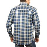 Darrahopens Men's Fashion > Coats & Jackets Jacksmith Quilted Flannelette Shirt Mens Jacket 100% Cotton Padded Warm Winter Flannel - Navy/Light Blue - M