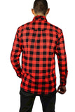 Darrahopens Men's Fashion > Coats & Jackets Jacksmith Quilted Flannelette Shirt Mens Jacket 100% Cotton Padded Warm Winter Flannel - Red/Black - 4XL