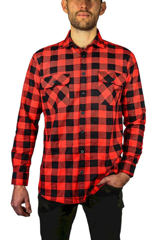 Darrahopens Men's Fashion > Coats & Jackets Jacksmith Quilted Flannelette Shirt Mens Jacket 100% Cotton Padded Warm Winter Flannel - Red/Black - 6XL