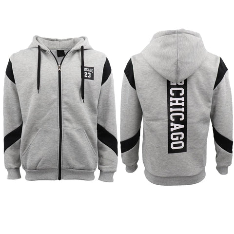 Darrahopens Men's Fashion > Coats & Jackets Men's Fleece Zip Up Hoodie Shirt Chicago Bulls 23 Michael Jordan Sweat Jacket, Light Grey, XS