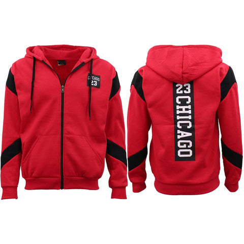 Darrahopens Men's Fashion > Coats & Jackets Men's Fleece Zip Up Hoodie Shirt Chicago Bulls 23 Michael Jordan Sweat Jacket, Red, L