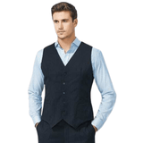 Darrahopens Men's Fashion > Coats & Jackets Mens Peaked Vest Waistcoat w/ Knitted Back Suit Formal Wedding Dress Up - Navy - 132
