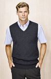 Darrahopens Men's Fashion > Coats & Jackets Mens Wool Blend V Neck Vest Sleeveless Double Knit  - Charcoal - Medium