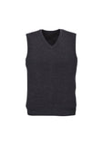 Darrahopens Men's Fashion > Coats & Jackets Mens Wool Blend V Neck Vest Sleeveless Double Knit  - Charcoal - X-Large