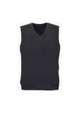 Darrahopens Men's Fashion > Coats & Jackets Mens Wool Blend V Neck Vest Sleeveless Double Knit  - Charcoal - X-Large