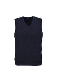 Darrahopens Men's Fashion > Coats & Jackets Mens Wool Blend V Neck Vest Sleeveless Double Knit  - Navy - 3X-Large