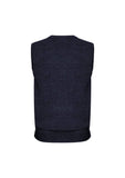 Darrahopens Men's Fashion > Coats & Jackets Mens Wool Blend V Neck Vest Sleeveless Double Knit  - Navy - Medium