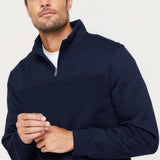 Darrahopens Men's Fashion > Coats & Jackets New Men's Unisex Adult Half-Zip Fleece Jumper Pullover Stand Collar Jacket Shirt, Navy, S