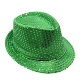 Darrahopens Men's Fashion > Hats & Caps Adults Kids Unisex Sequin Fedora Hat Dance Cap Solid Jazz Party Glitter Costume, Green
