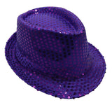 Darrahopens Men's Fashion > Hats & Caps Adults Kids Unisex Sequin Fedora Hat Dance Cap Solid Jazz Party Glitter Costume, Purple