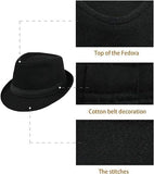 Darrahopens Men's Fashion > Hats & Caps Classic Trilby Hat Fedora Felt Costume Gangster Jazz Cap in Black - One Size