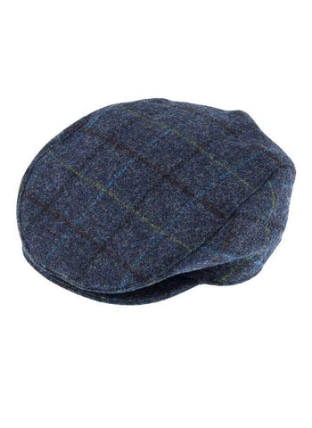 Darrahopens Men's Fashion > Hats & Caps DENTS Abraham Moon Tweed Flat Cap Wool Ivy Hat Driving Cabbie Quilted 1-3038 - Blue - X-Large