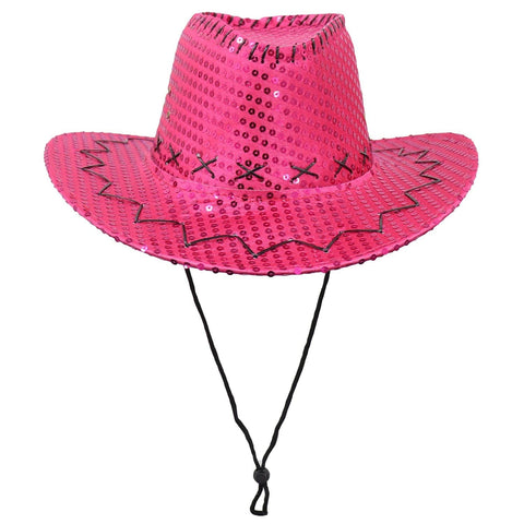 Darrahopens Men's Fashion > Hats & Caps Sequin Cowboy Hat Glitter Cap Western Trilby Shiny Cowgirl Dress Up Party Wear, Hot Pink