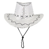 Darrahopens Men's Fashion > Hats & Caps Sequin Cowboy Hat Glitter Cap Western Trilby Shiny Cowgirl Dress Up Party Wear, Silver