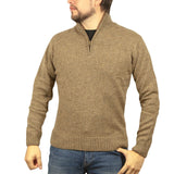 Darrahopens Men's Fashion > Knitwear & Sweaters 100% SHETLAND WOOL Half Zip Up Knit JUMPER Pullover Mens Sweater Knitted - Nutmeg (23) - 4XL
