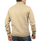Darrahopens Men's Fashion > Knitwear & Sweaters 100% SHETLAND WOOL Half Zip Up Knit JUMPER Pullover Mens Sweater Knitted - Oat Marle (03) - 6XL