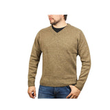 Darrahopens Men's Fashion > Knitwear & Sweaters 100% Shetland Wool V Neck Knit Jumper Pullover Mens Sweater Knitted - Nutmeg (23) - S
