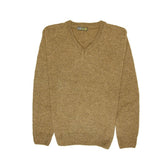 Darrahopens Men's Fashion > Knitwear & Sweaters 100% Shetland Wool V Neck Knit Jumper Pullover Mens Sweater Knitted - Nutmeg (23) - S