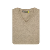 Darrahopens Men's Fashion > Knitwear & Sweaters 100% Shetland Wool V Neck Knit Jumper Pullover Mens Sweater Knitted - Oat Marle (03) - 3XL