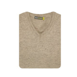 Darrahopens Men's Fashion > Knitwear & Sweaters 100% Shetland Wool V Neck Knit Jumper Pullover Mens Sweater Knitted - Oat Marle (03) - 5XL