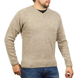 Darrahopens Men's Fashion > Knitwear & Sweaters 100% Shetland Wool V Neck Knit Jumper Pullover Mens Sweater Knitted - Oat Marle (03) - 6XL