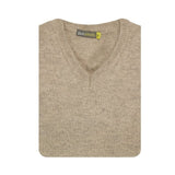 Darrahopens Men's Fashion > Knitwear & Sweaters 100% Shetland Wool V Neck Knit Jumper Pullover Mens Sweater Knitted - Oat Marle (03) - L