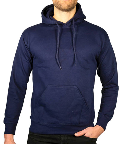 Darrahopens Men's Fashion > Knitwear & Sweaters Adult Mens 100% Cotton Fleece Hoodie Jumper Pullover Sweater Warm Sweatshirt - Navy - S