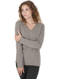 Darrahopens Men's Fashion > Knitwear & Sweaters Crown of Edinburgh Cashmere Women's Premium Cashmere V-Neck Sweater in Taupe - 42 EU