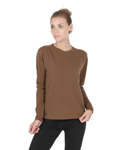 Darrahopens Men's Fashion > Knitwear & Sweaters Crown of Edinburgh Cashmere Women's Round Neck Cashmere Sweater in Light brown - 44 EU