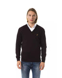Darrahopens Men's Fashion > Knitwear & Sweaters Embroidered V-neck Sweater in Extrafine Wool Merinos S Men