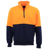 Darrahopens Men's Fashion > Knitwear & Sweaters Hi Vis Safety Fleecy Half Zip Pullover Jumper Jacket Sweater Shirts Workwear, Fluro Orange / Navy, 2XL